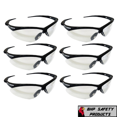 #ad KLEENGUARD NEMESIS BLACK FRAME SAFETY GLASSES WORK CLEAR LENS 25676 6 PAIR $25.50