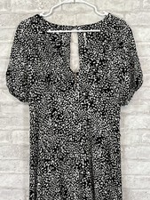 Free People Black Animal Print Looking For Love MIDI Dress Women’s 12 
