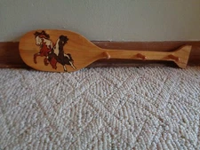 Kids Coat Hat Rack Horses 19-1/2" Long Vintage Western Decor Three Peg Wood