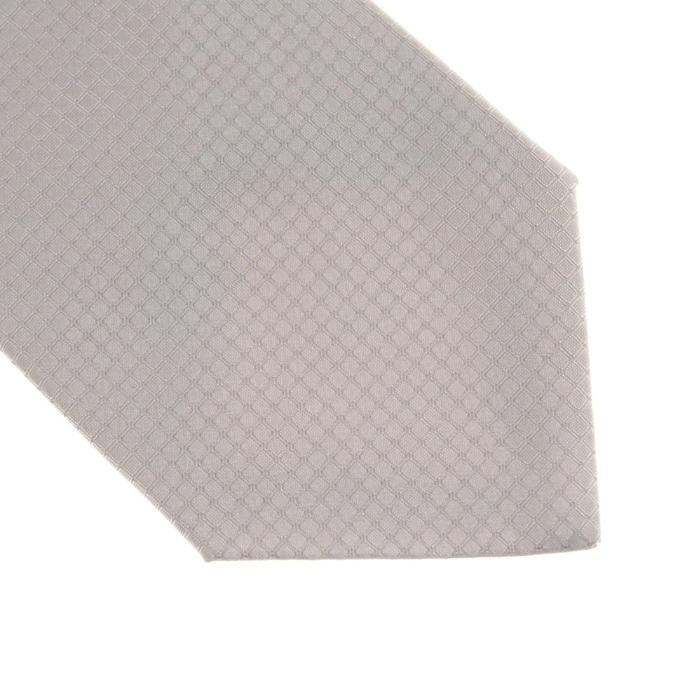 Borrelli NWT 100% Silk Tie in Light Gray with Mini Square/Check Pattern - Image 2 of 4