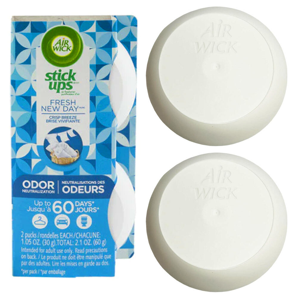 2 Pack Air Wick Stick Ups Air Freshener Trash Odor Eliminator Crisp