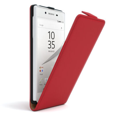 Tasche für Sony Xperia Z5 Flip Case Schutz Hülle Cover Etui Rot eBay