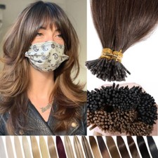 Stick I TIP Hair Extensions 100 Real Human Remy Hair Micro Loop Beads/Nano Ring