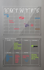 Magnetic Acrylic Calendar for Fridge Clear Set of 2 16" x 12" ea w Markers NEW