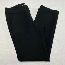 Ann Taylor Loft Womens Dress Pants sz 8 Black Flat Front Straight Heavyweight