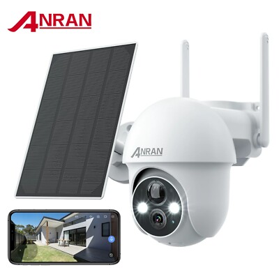ANRAN 2K Solar Security Camera: 360° wireless outdoor cam with spotlight. 