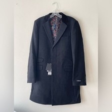 Gianni Feraud Wool Blend Velvet Collar Longline Coat Blazer Size M Nwt