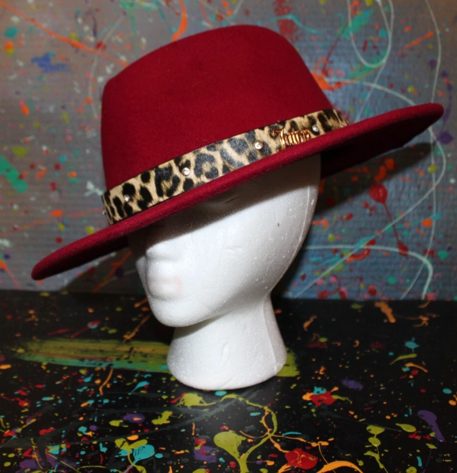 Juicy Couture Black wool fedora hat with stripe design one size NWT Juicy Couture Wool Hat Grey & Black One Size Fedora W  main image 3