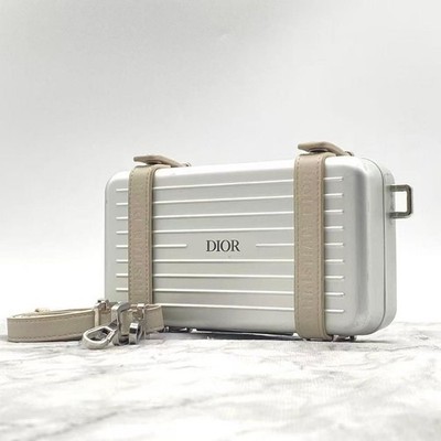 Rimowa Dior Personal Clutch Bag 2-Way Aluminum Silver Shoulder Bag