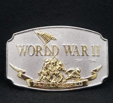 WC13152 NOS AMAZING VINTAGE 1990   WORLD WAR II   REMEMBERED BELT BUCKLE