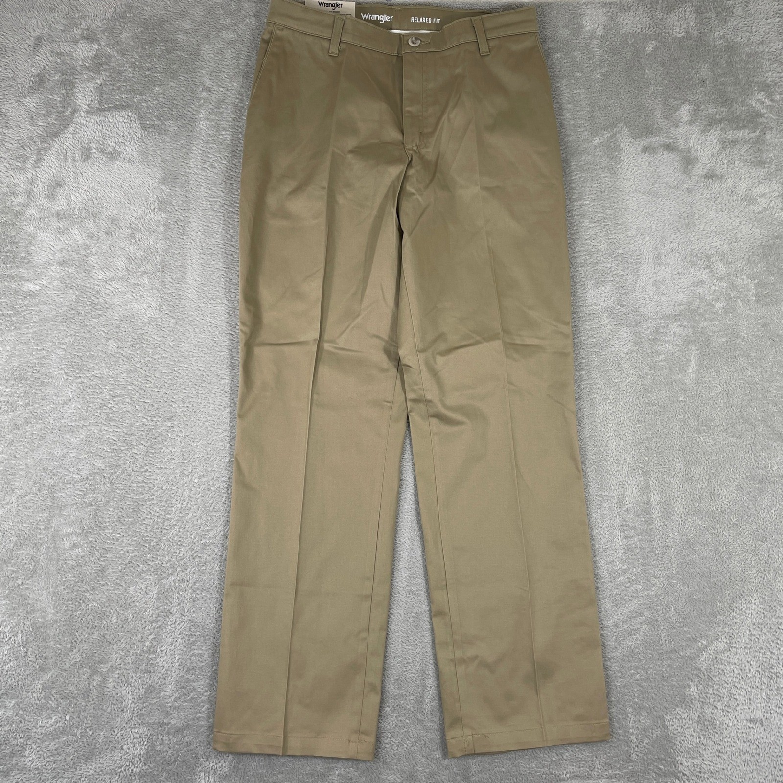 Wrangler Riata Chino Pants Mens 32x32 Khaki Relaxed Fit Flat