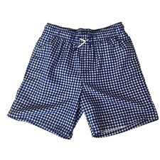 Cat  Jack Boys XL 14 Blue White Gingham Swim Trunks Mesh Lined Drawstring Short