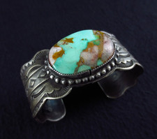 Native American Vintage Navajo Bracelet Silver & Turquoise 81 g.=2.9 oz.