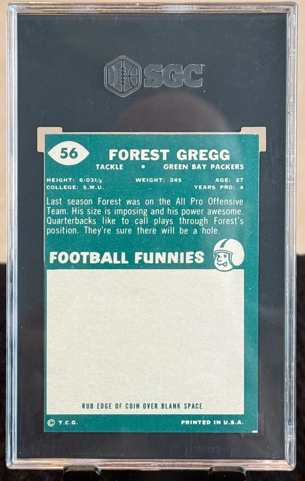 1960 Topps - Forrest Gregg #56 (RC) SGC 5 - Image 2 of 2