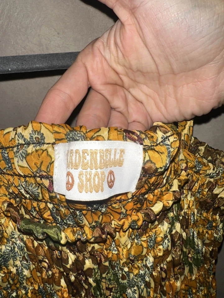 Boutique Fairy Handkerchief 70's Floral Silk Dress Size Small fairycore hippie - Image 4 of 4