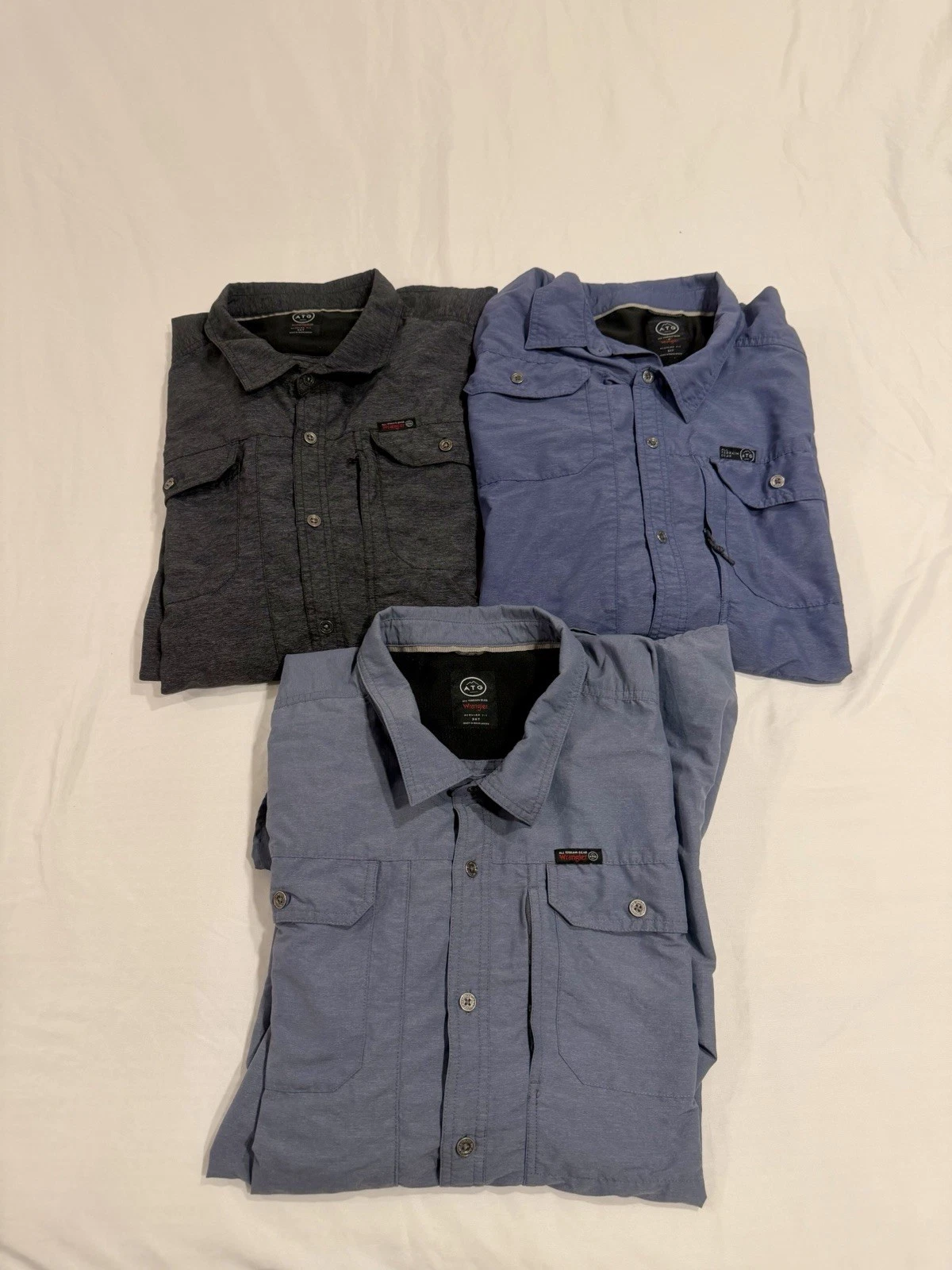 Lot of 3 Wrangler ATG Shirt Mens 3XL Outdoor Vented Long Sleeve Button Up