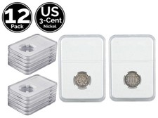 12 Pack Slab Coin Snap Holder 4 US 3C Nickel Three Cent 1865 1889