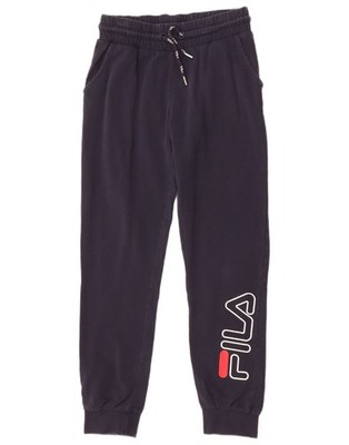 Fila Womens Graphic Tracksuit Trousers Joggers UK 10 Small Navy Blue XO12