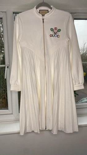 Abito da tennis GUCCI ricamato in jersey tecnico plissettato