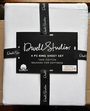 Dwell Studio KING Size WHITE Sheet Set - 100% Crisp Cotton  - Solid White