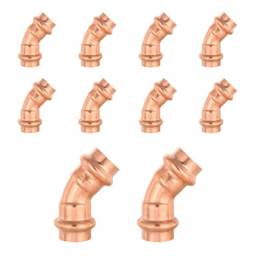 10 PCS 1/2 Inch Copper PressFit 45 Degree Elbow Fitting PRESS00610 Adaptor