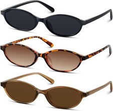Retro Oval Sunglasses for Women 90s Design Small Cat Eye UV Trendy Narrow Shades