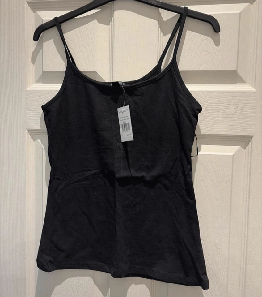 SELECT Women’s Black Cotton Jersey Camisole Vest Top Spaghetti Strap Size M - Image 1 of 1