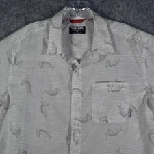 Simms Shirt Mens Size Medium White Short Sleeve Pocket Fishing Lightweight