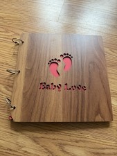 New Baby Love Wooden Photo Album Scrap Book Refillable Black Pages