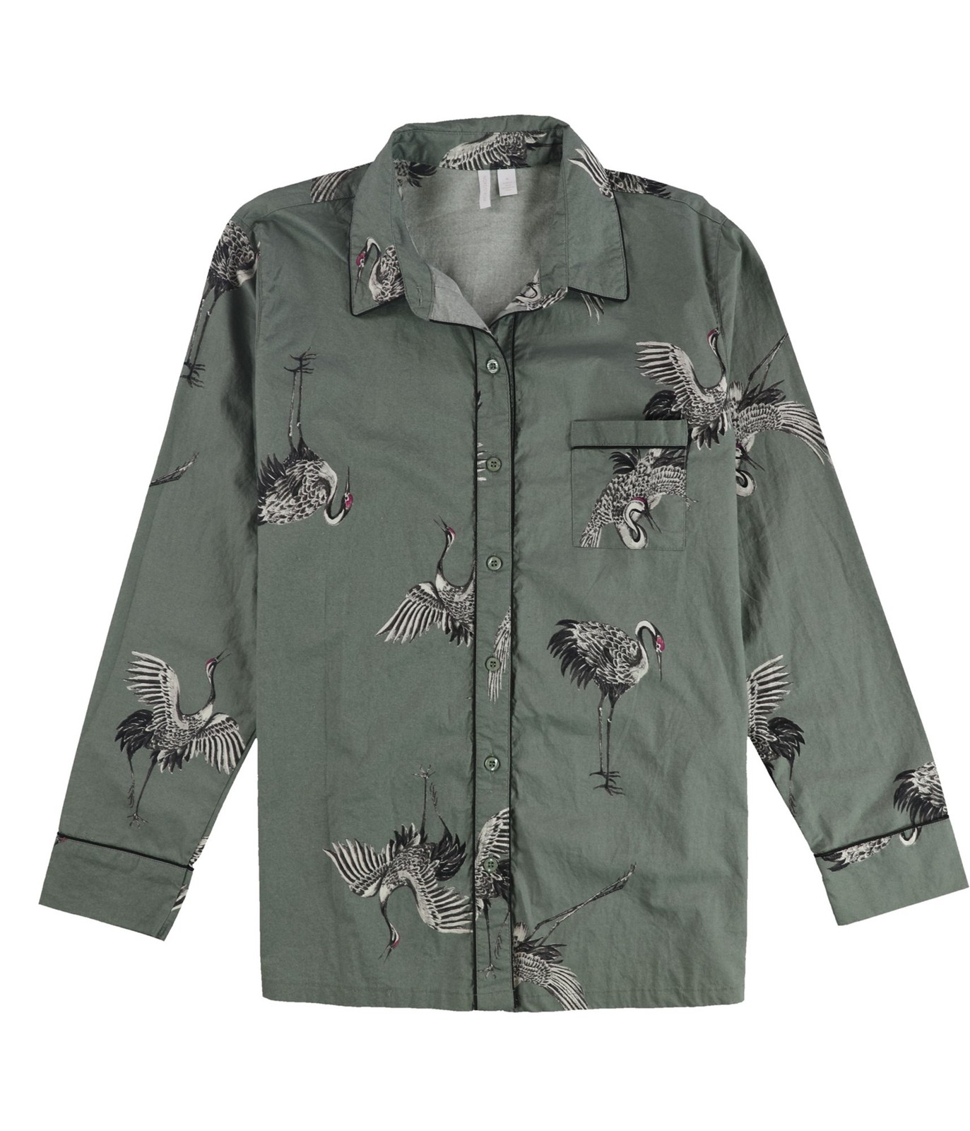 Мужская пижамная рубашка Nordstrom с рисунком журавля на пуговицах, Зеленый, Средний размер
