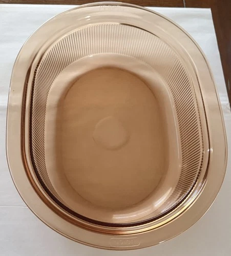 Vintage Pyrex Corning Ware Amber Glass VISION 4 qt. Roaster No Lid