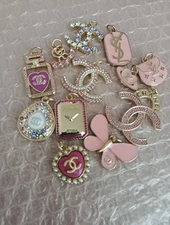 12  Pc Set   Stamped Gucci Ysl Chanel Button Charm Zipper Pull 