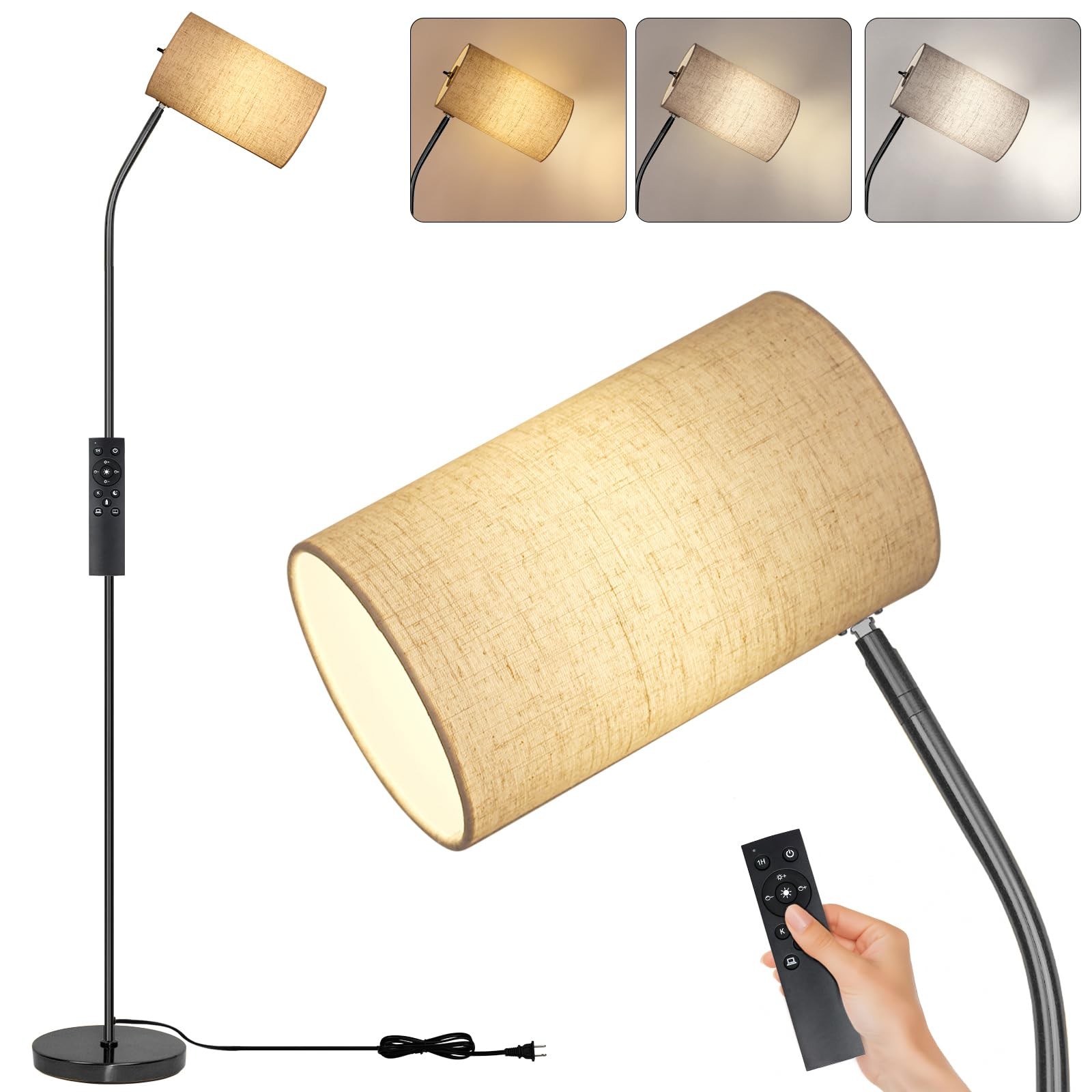Remote Control Floor Lamp for Living Room - Adjustable Color & Brightness-image