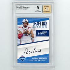 2017 Panini Prestige Draft Day Signatures Patrick Mahomes #4 RC BGS 9 Auto 10