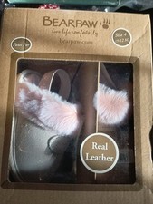 NEW BearPaw GIRLS TODDLER Size  4(9_12m) Pink Shimmer FLUFF SLIDES SHOES