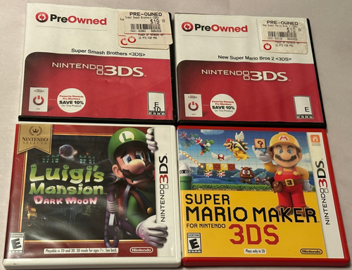 Nintendo 3DS Game Lot x4 Luigi's Mansion: Dark Moon, Super Smash, Super ...