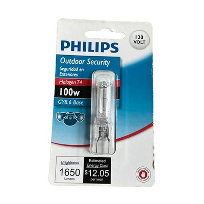 Philips 100W 120V Clear GY8.6 Base T4 Light Bulb 416685 Outdoor Security Special