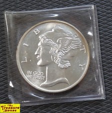 Mercury Liberty Head Dime Theme 1 OZ-T One Troy Ounce .999 Fine Silver Round