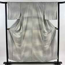 JAPANESE KIMONO FINE PATTERN BLUE-GRAY 154cm 5 ft 1 in PURE SILK DD5034