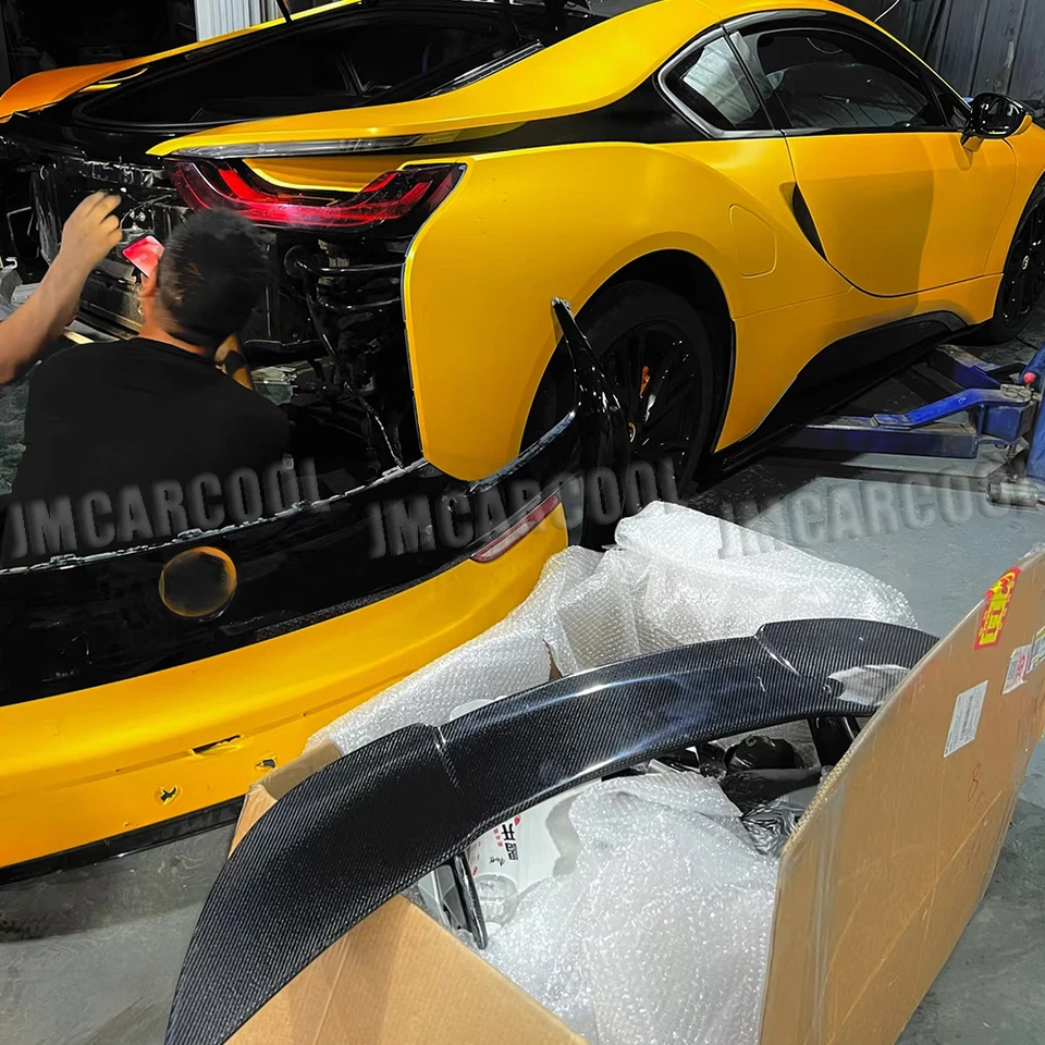 For BMW I8 Coupe 2014-20 Real Carbon Fiber Rear Trunk Spoiler Highkick Wing Lip - Image 2 of 4