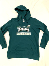 Majestic Women's Sz L Philadelphia Eagles Fleece Pulover Hoodie Green V-Neck