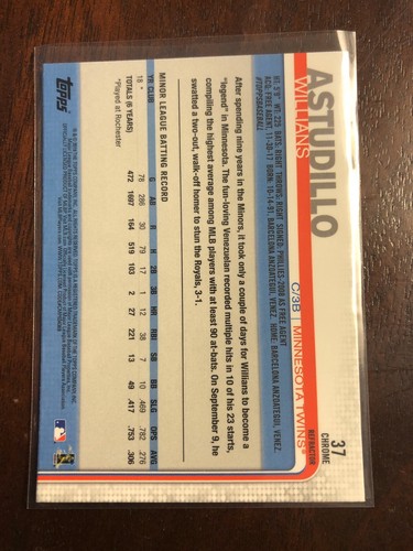 WILLIANS ASTUDILLO 2019 Topps Chrome Sepia Refractor SP RC #37 Twins NM/MT - Picture 2 of 2