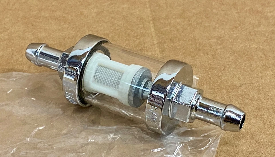 FF516 Kleer Fuel Filter 5/16" Chrome Custom Chopper Motorcycle Universal (113 - Image 2 of 4