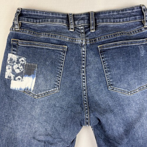 Tommy Bahama Jeans Womens Size 6 Blue Patchwork Denim Pants Slim Boyfriend - Picture 6 of 13