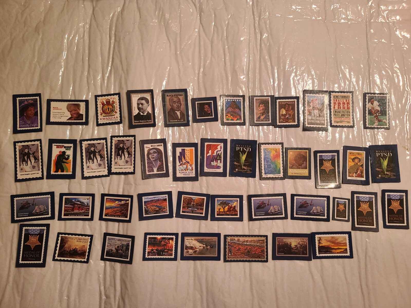 Lot of 45 USPS Promo Stamp Military History/Battles/Medal Of