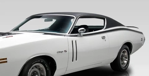 Fits 1971 Dodge Charger Super Bee Side Stripes & Cowl Hood Kit Flat Matte Black - Image 2 of 2