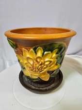 2 Vtg Roseville USA Water Lily Art Pottery Fl...
