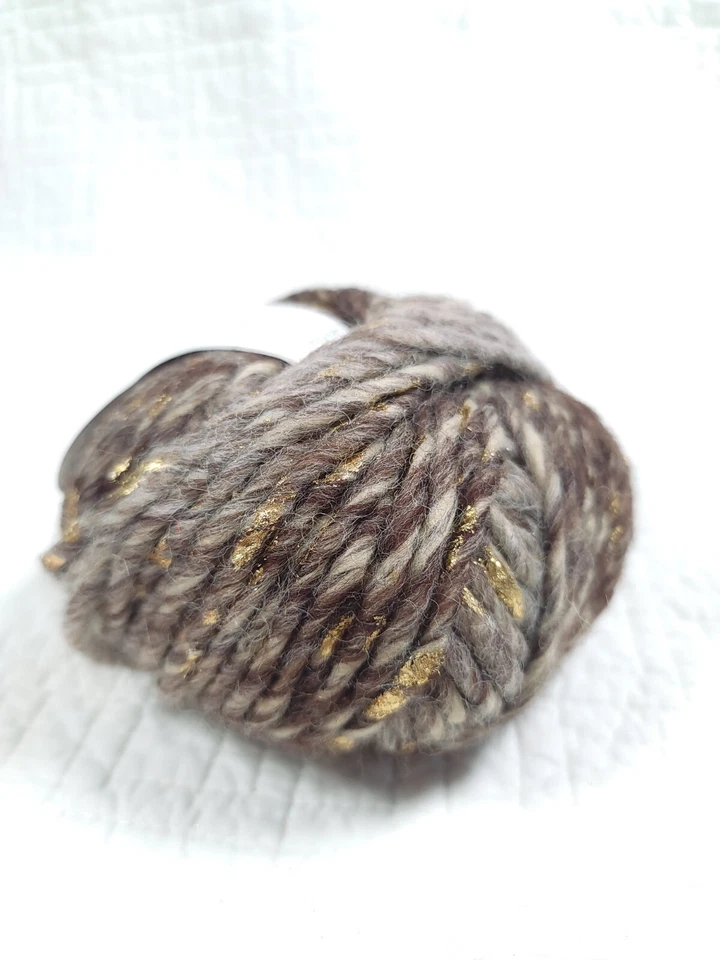 1 Skein Gedifra Metallic Wool Yarn Skeins Brown Gold Tan  Blend  5013  - Image 4 of 4