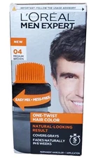 L'Oreal Men Expert One-Twist Hair Color Medium Brown 04 Permanent Dye Easy Mix *
