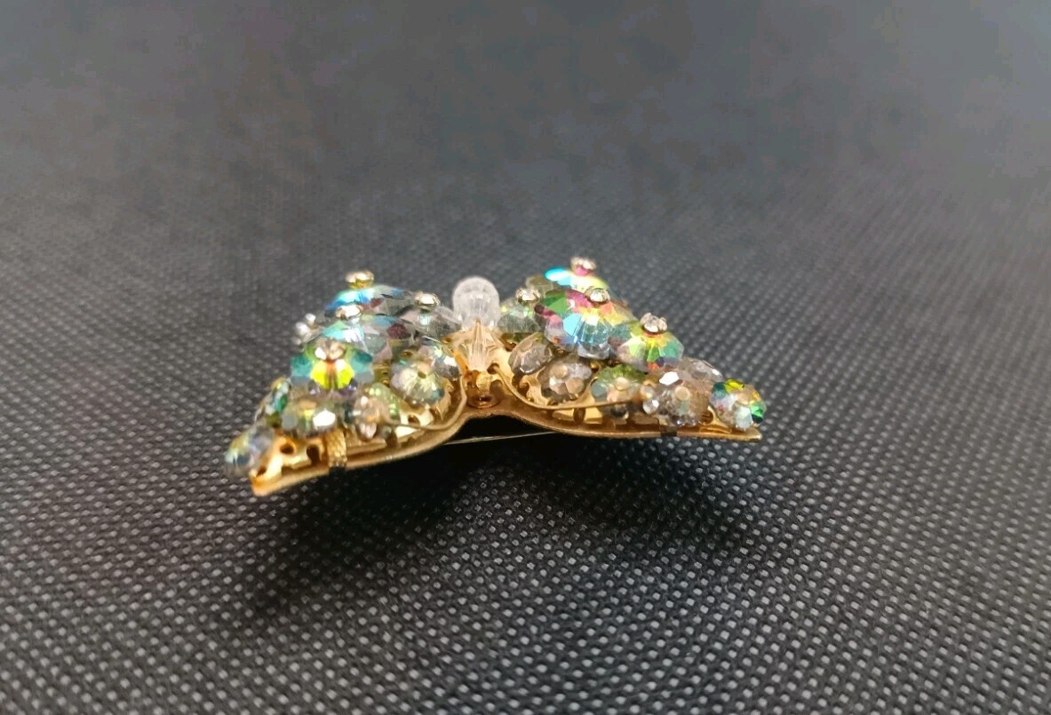 Multicolor Aurora Borealis Crystal Butterfly Vint… - image 4